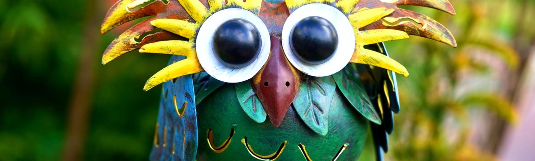 colourful metal owl ornament