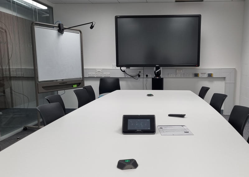 Meeting room set up for hybrid working