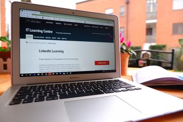 A laptop showing LinkedIn Learning page 