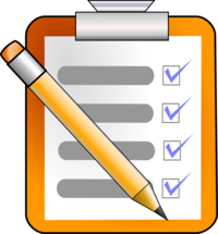Cartoon image of a checklist and pencil