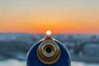 A telescope pointed towards the horizon