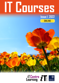 Illustration only - Brochure cover showing orange and yellow flowers in the sun with blue sky